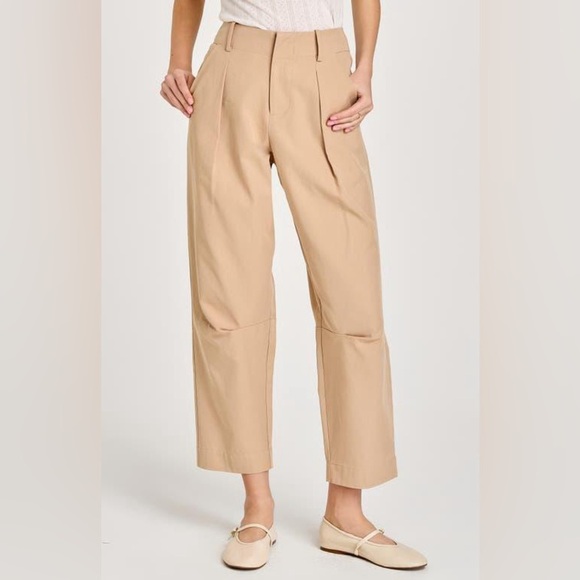 NWT WAYF Otto Pleated Wide Leg Pants Trousers Sand Size Small - Picture 1 of 11